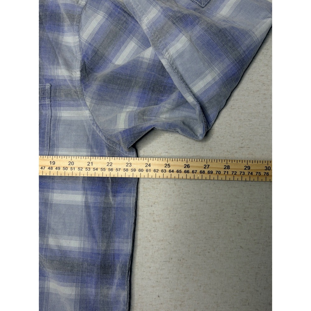 Tommy Bahama Coastline Cord Shirt Mens Large Blue Grey Plaid Cotton Corduroy L/S - Picture 6 of 10